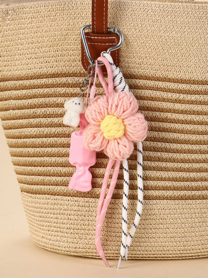 SALTY Floral Croche & White Puppy Bag Charm
