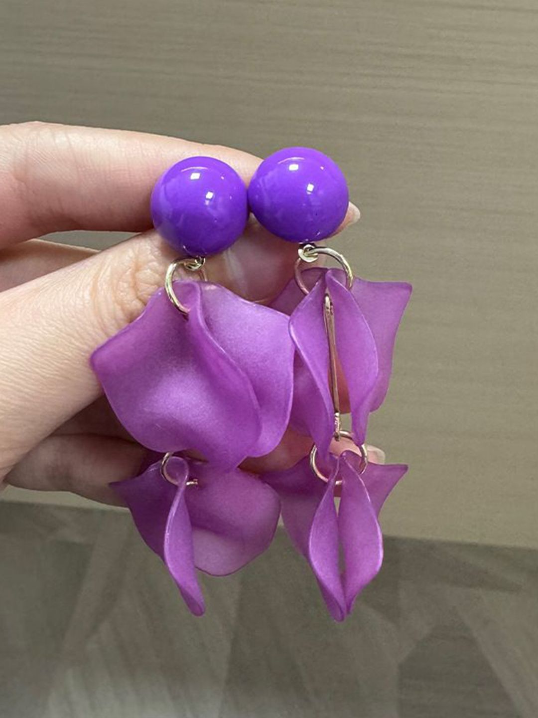 Artificial Beads Beaded Leaf Shaped Drop Earrings