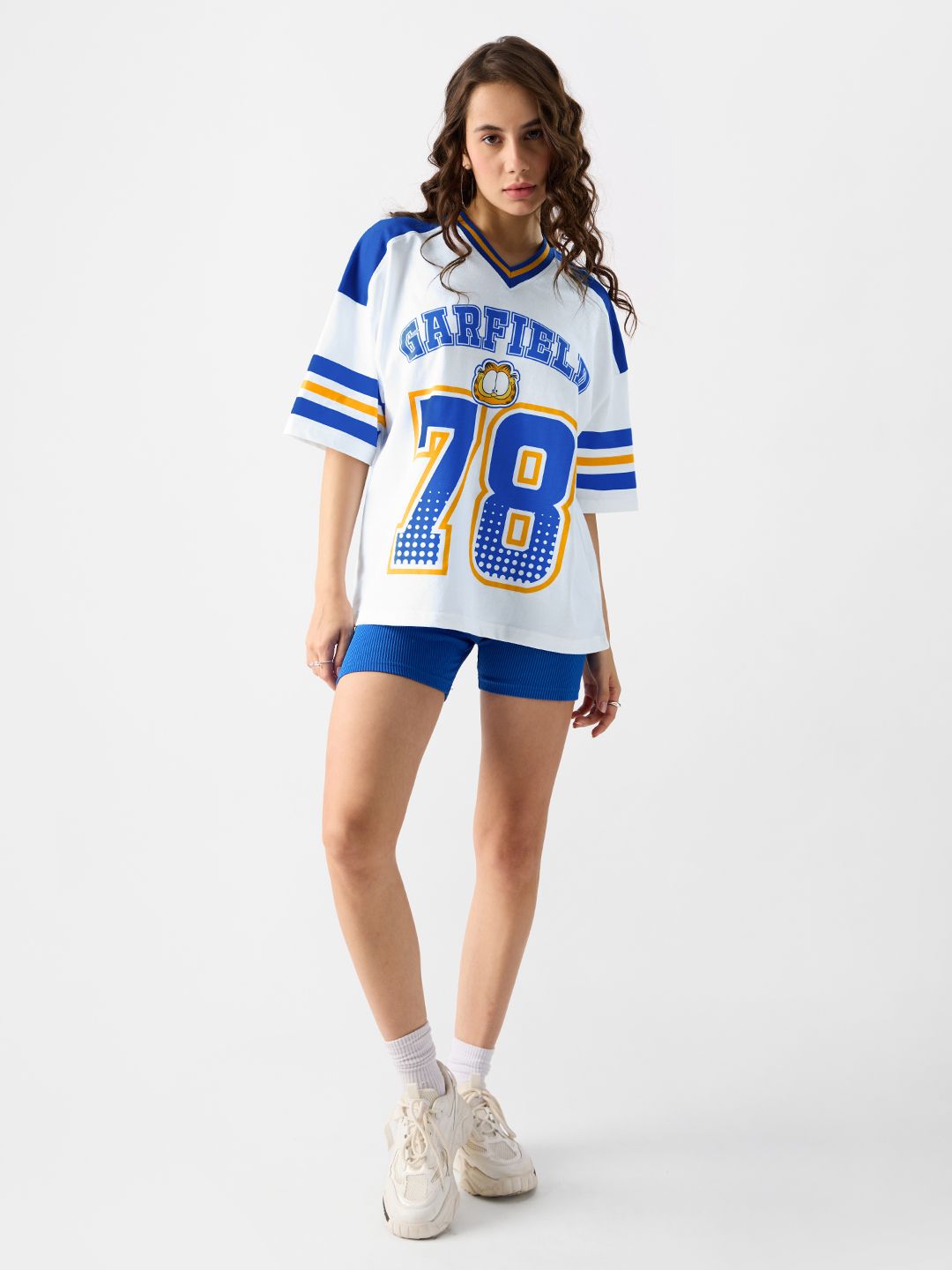 Women Oversized Garfield White Tshirts