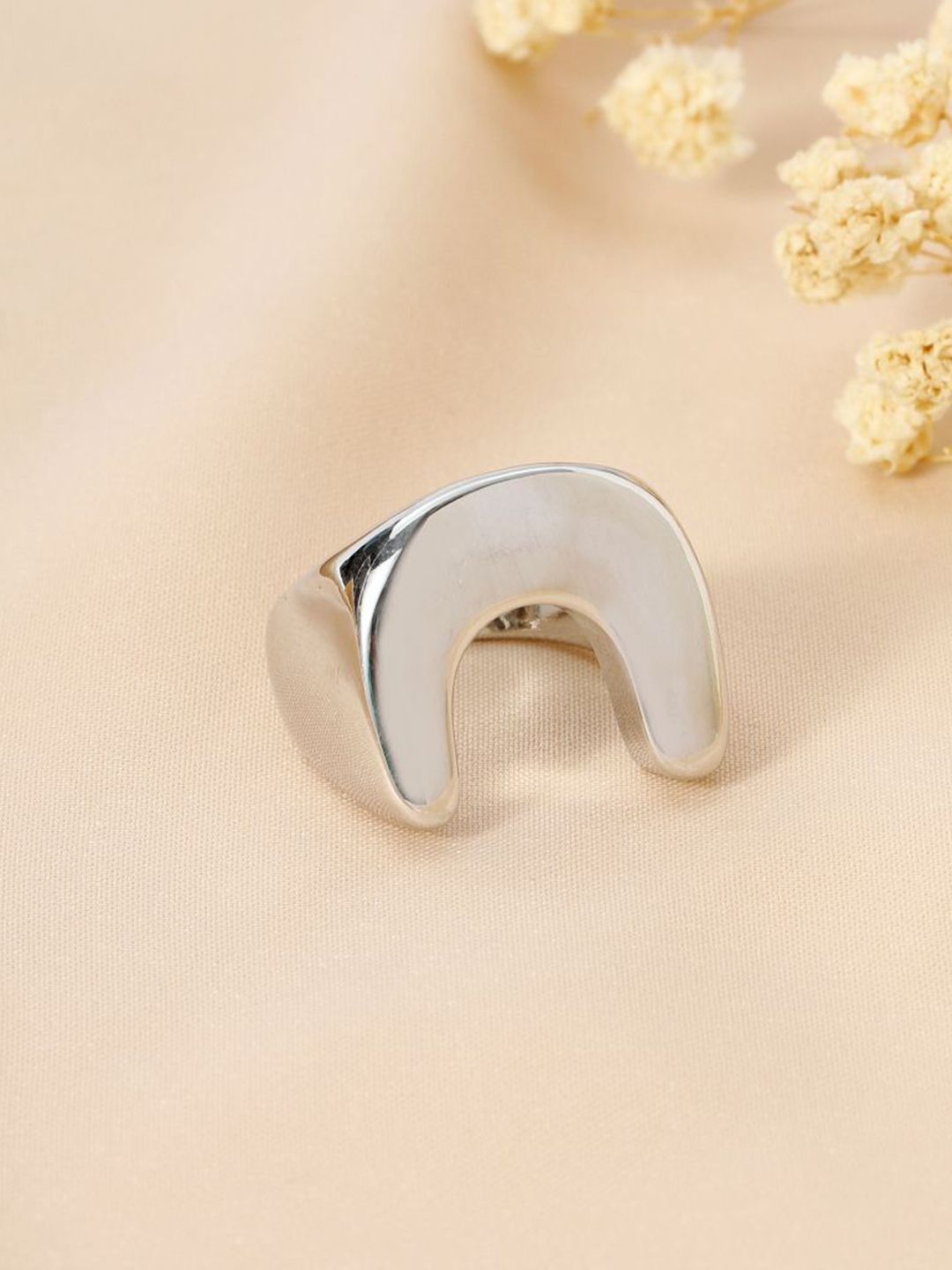 SALTY Women & Girls Moonbend Silver Stylish Adjustable Finger Ring
