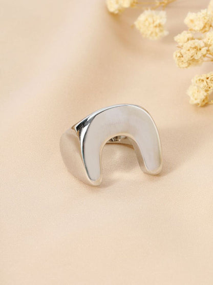 SALTY Women & Girls Moonbend Silver Stylish Adjustable Finger Ring