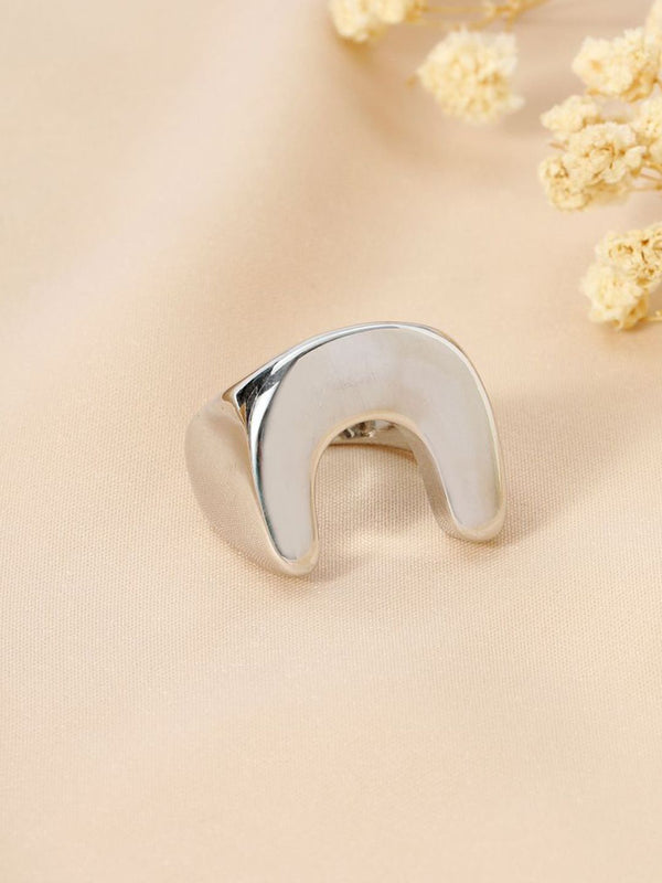 SALTY Women & Girls Moonbend Silver Stylish Adjustable Finger Ring