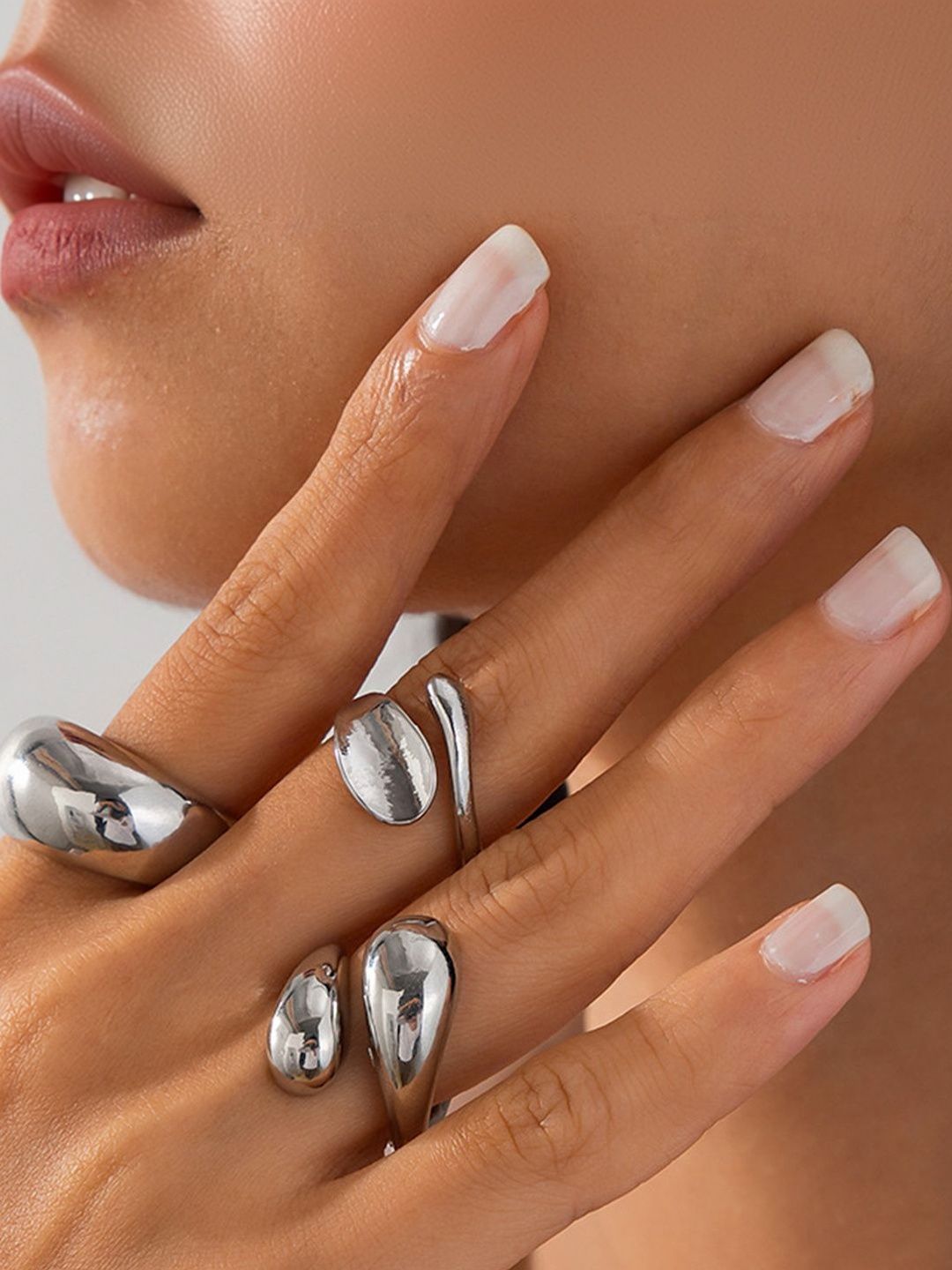 Set of 3 Silver-Plated Finger Ring