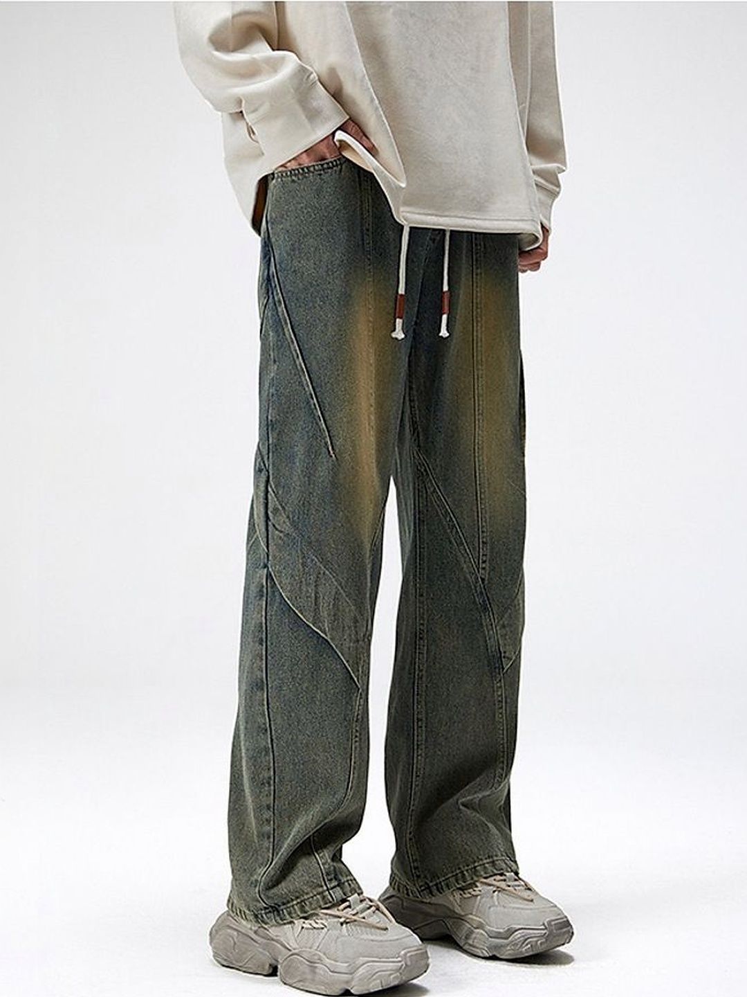 Men Wide Leg Mid-Rise Medium Jeans