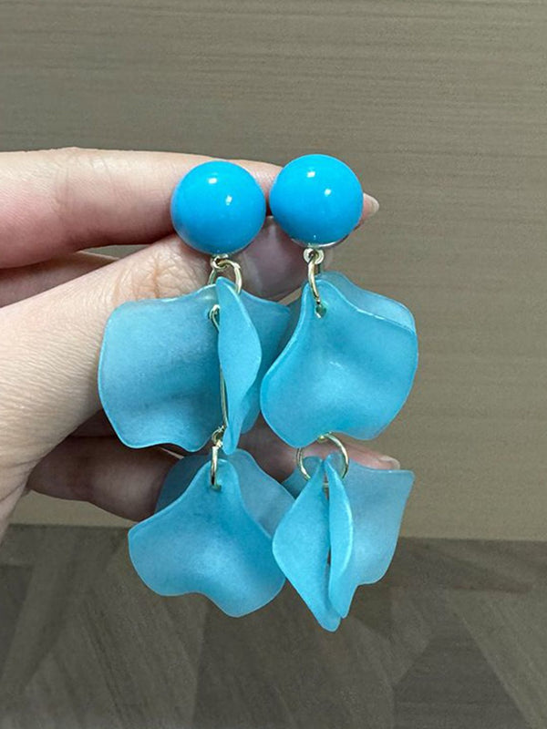 Pearls Beaded Leaf Shaped Drop Earrings