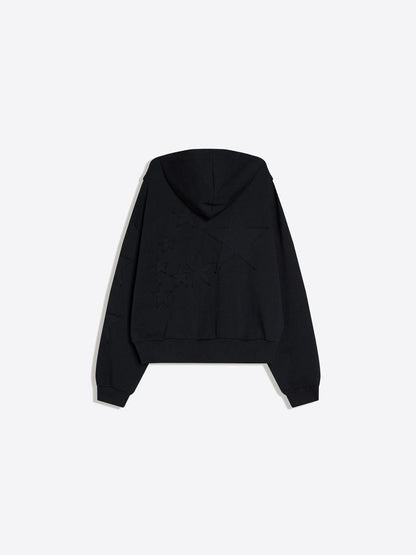 Embroidered zip-up hoody hoody hoodie