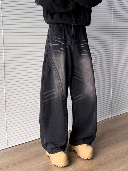 Men Baggy Mid-Rise Heavy Fade Jeans