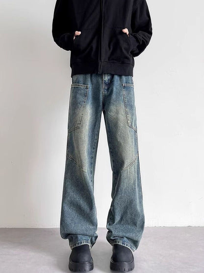 Men's Wide Leg Mid-Rise Medium Shade Jeans