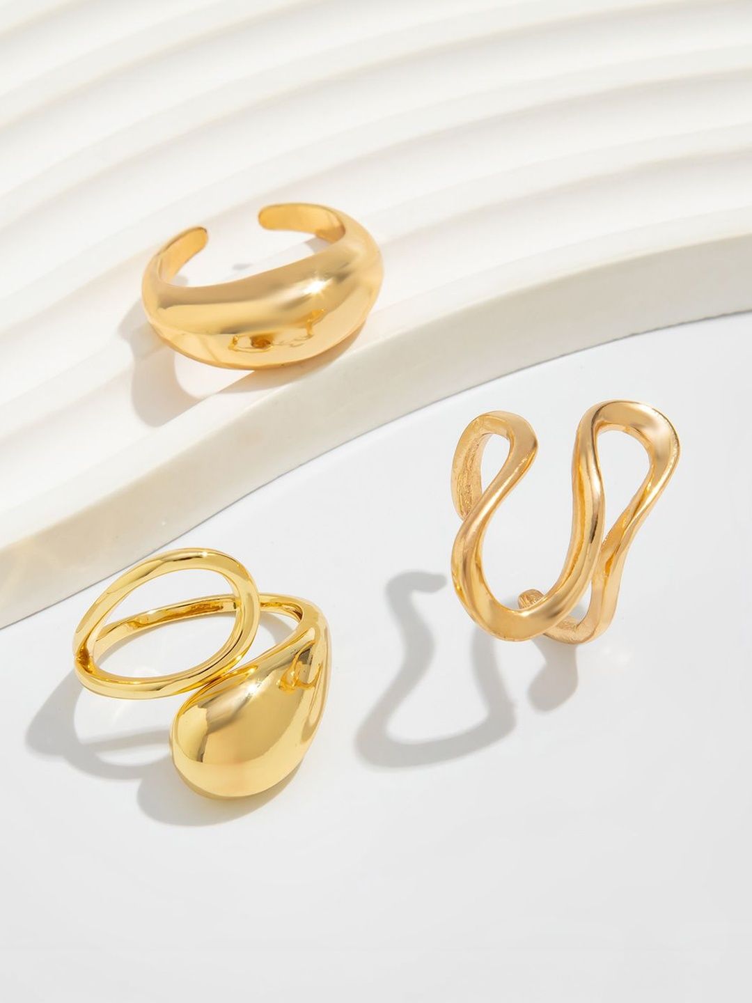 Set of 3 Gold-Plated Finger Ring