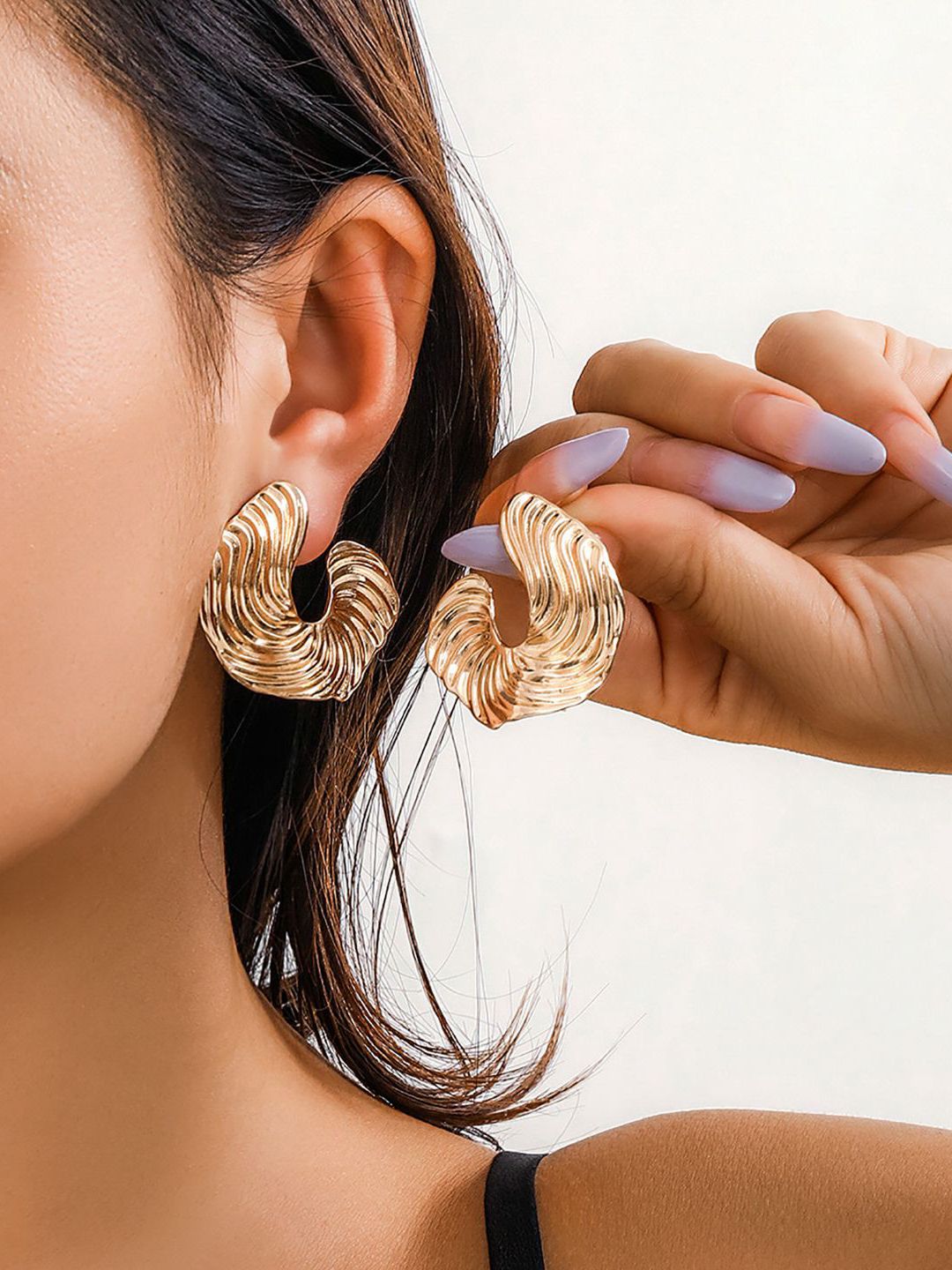Gold-Plated Oval Drop Earrings
