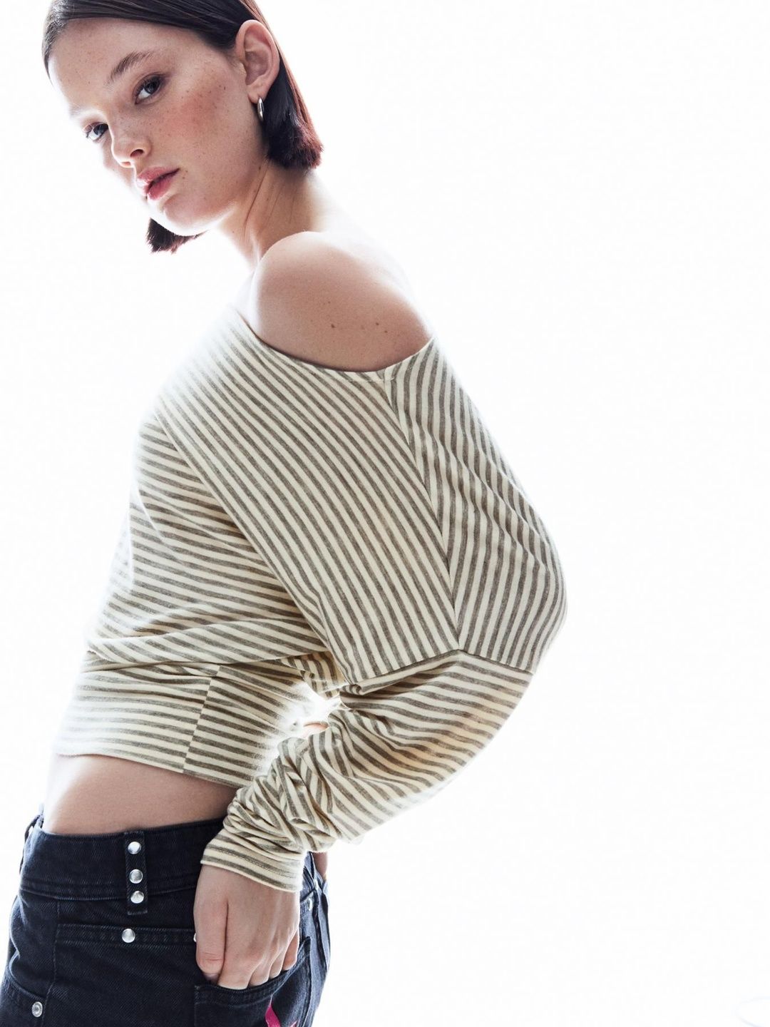 Striped long sleeve T-shirt with sash