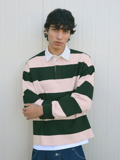 Striped plush polo shirt