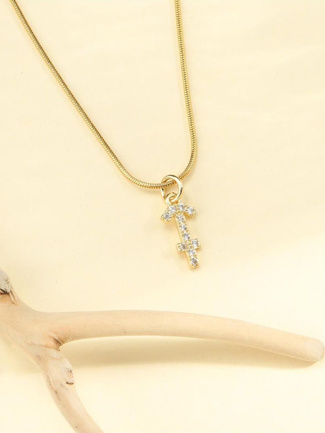 SALTY Cosmic Zodiac Stone Studded Pendant with Chain