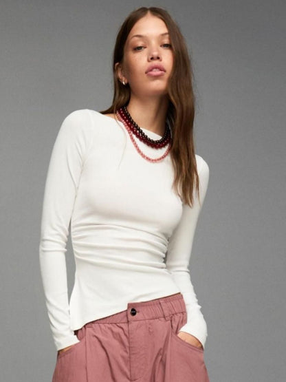Long sleeve asymmetric T-shirt