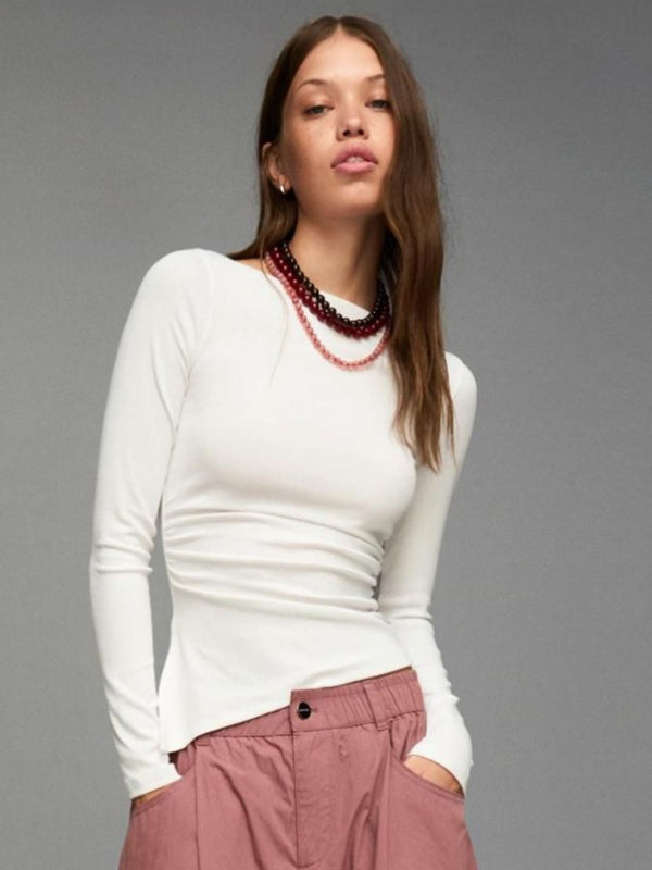 Long sleeve asymmetric T-shirt