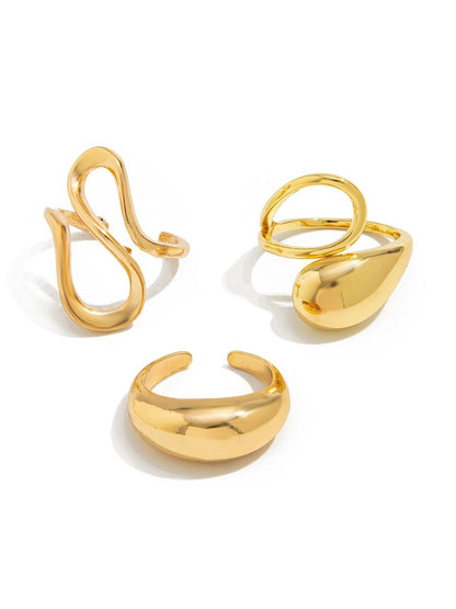 Set of 3 Gold-Plated Finger Ring
