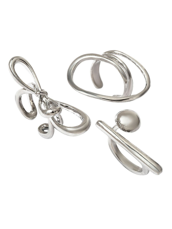 SALTY Set Of 3 Rings & Plain Necklace Jewellery Set