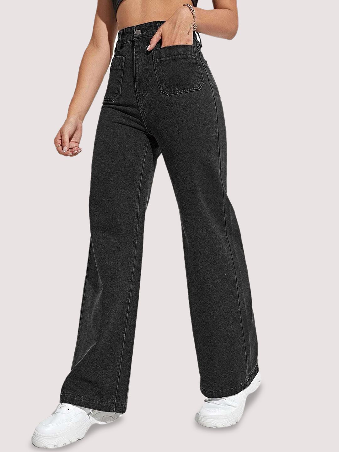 Women Cotton Straight Fit High-Rise Stretchable Jeans