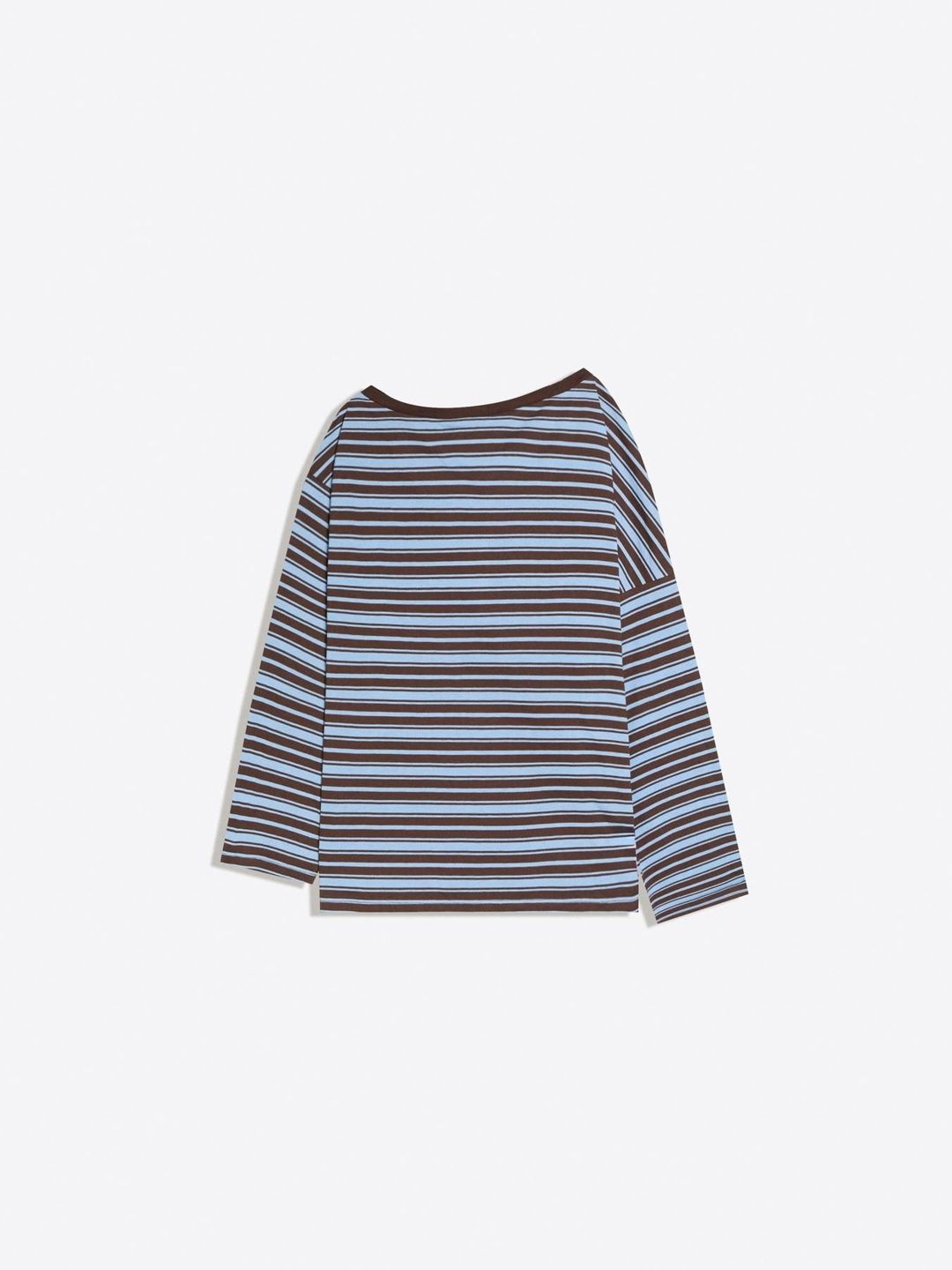 Printed asymmetric neck long sleeve T-shirt