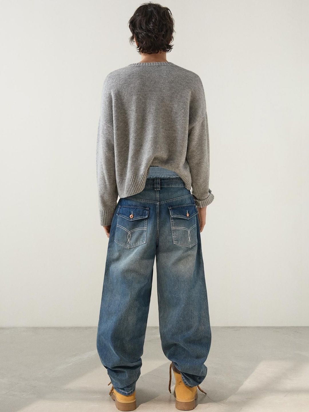 Men Embroidered super baggy jeans