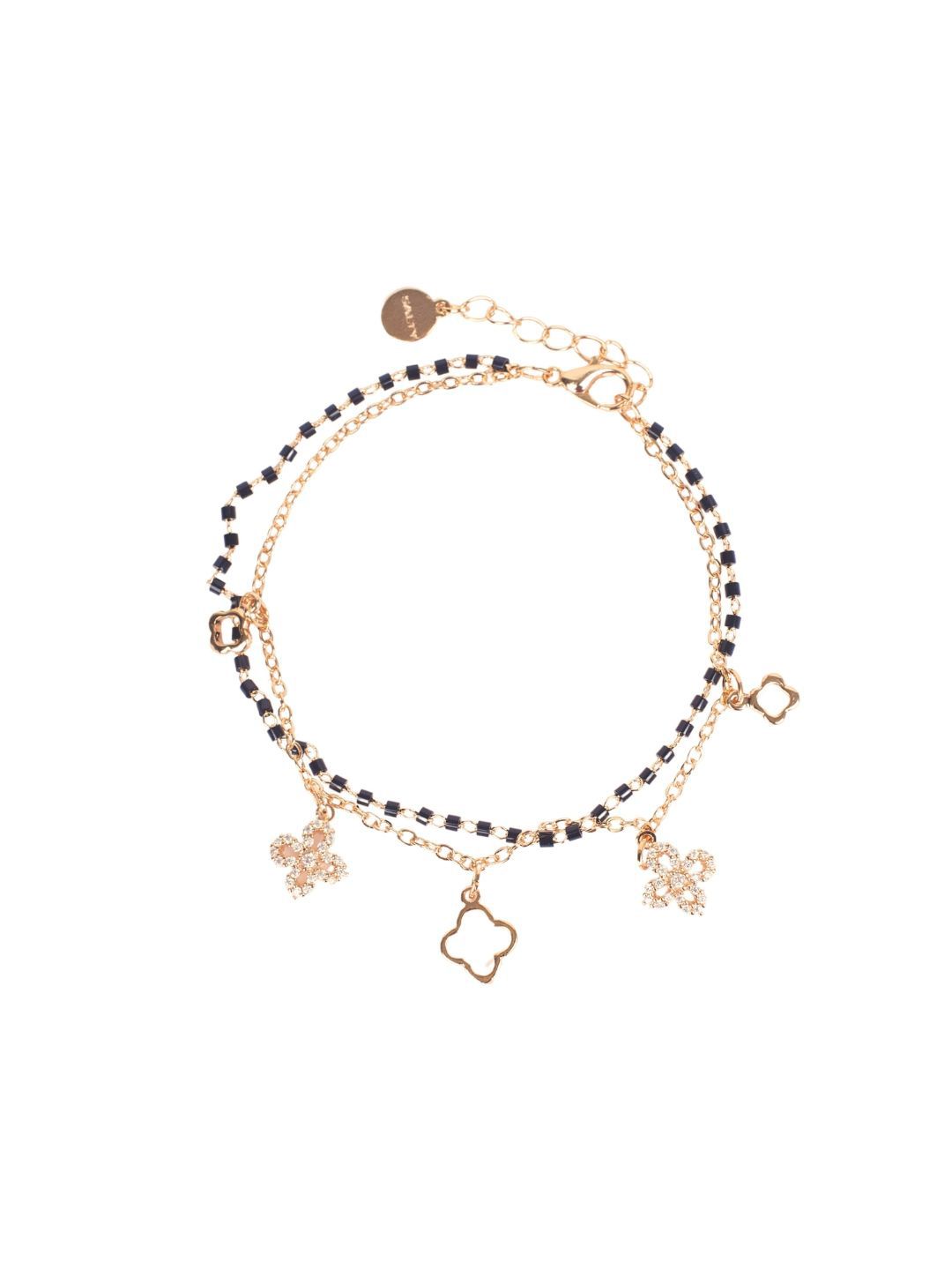 SALTY Women Wraparound Stone Studded & Pearls Beaded Bracelet