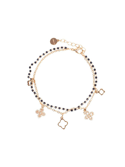 SALTY Women Wraparound Stone Studded & Pearls Beaded Bracelet