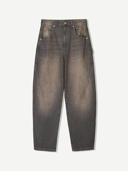Men Balloon Baggy Fit Mid-Rise Light Fade Cotton Jeans