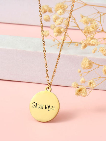 SALTY Pack of 2 Women Minimal Round Personalised Golden Necklace