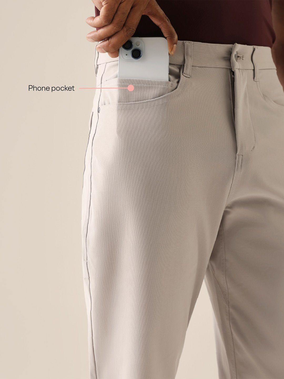 Men's Beige Solid Regular Fit The Legendary Pants