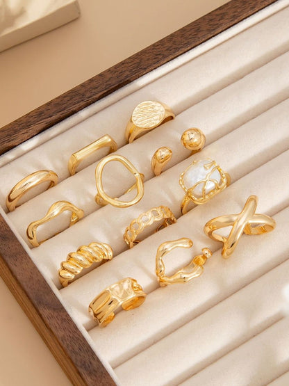 Set Of 12 Silver-Plated Finger Ring
