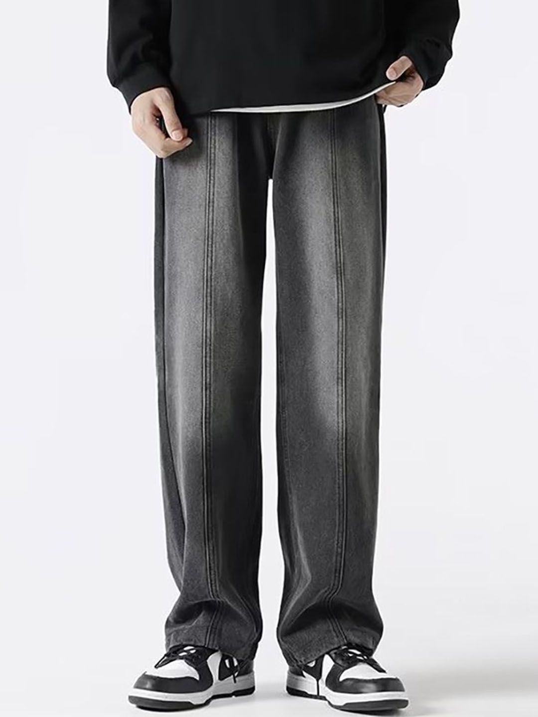 Men Cotton Straight Fit Light Fade Casual Jeans