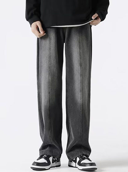 Men Cotton Straight Fit Light Fade Casual Jeans