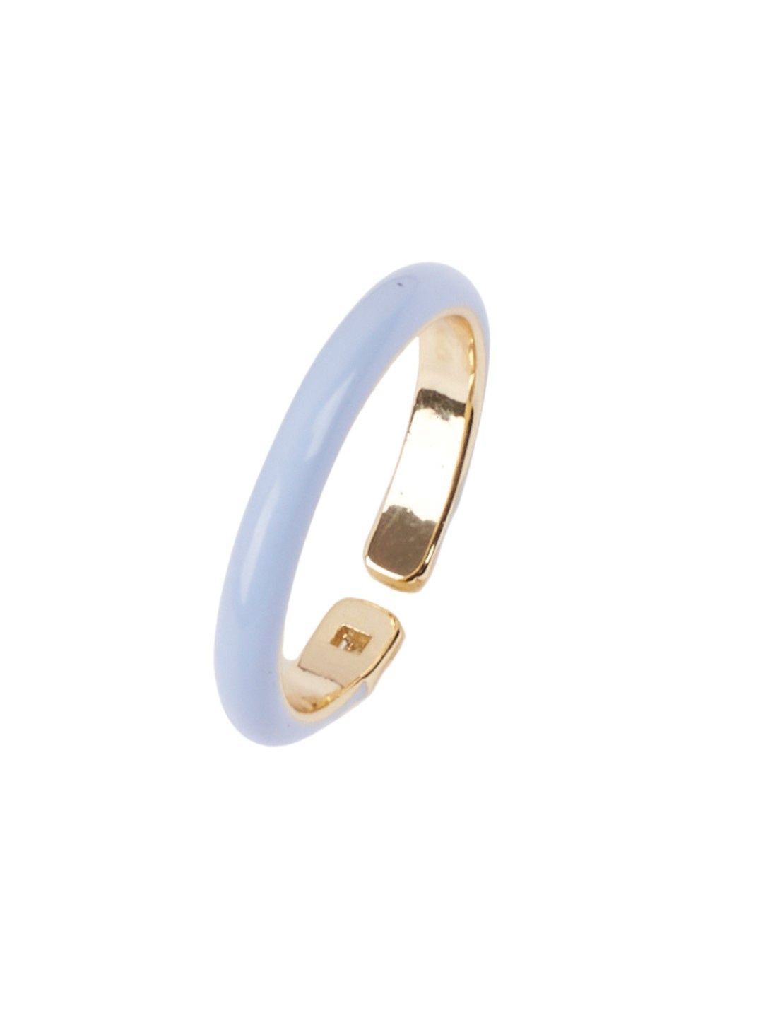 SALTY Gold-Plated & Blue Enamel Crystal Finger Ring