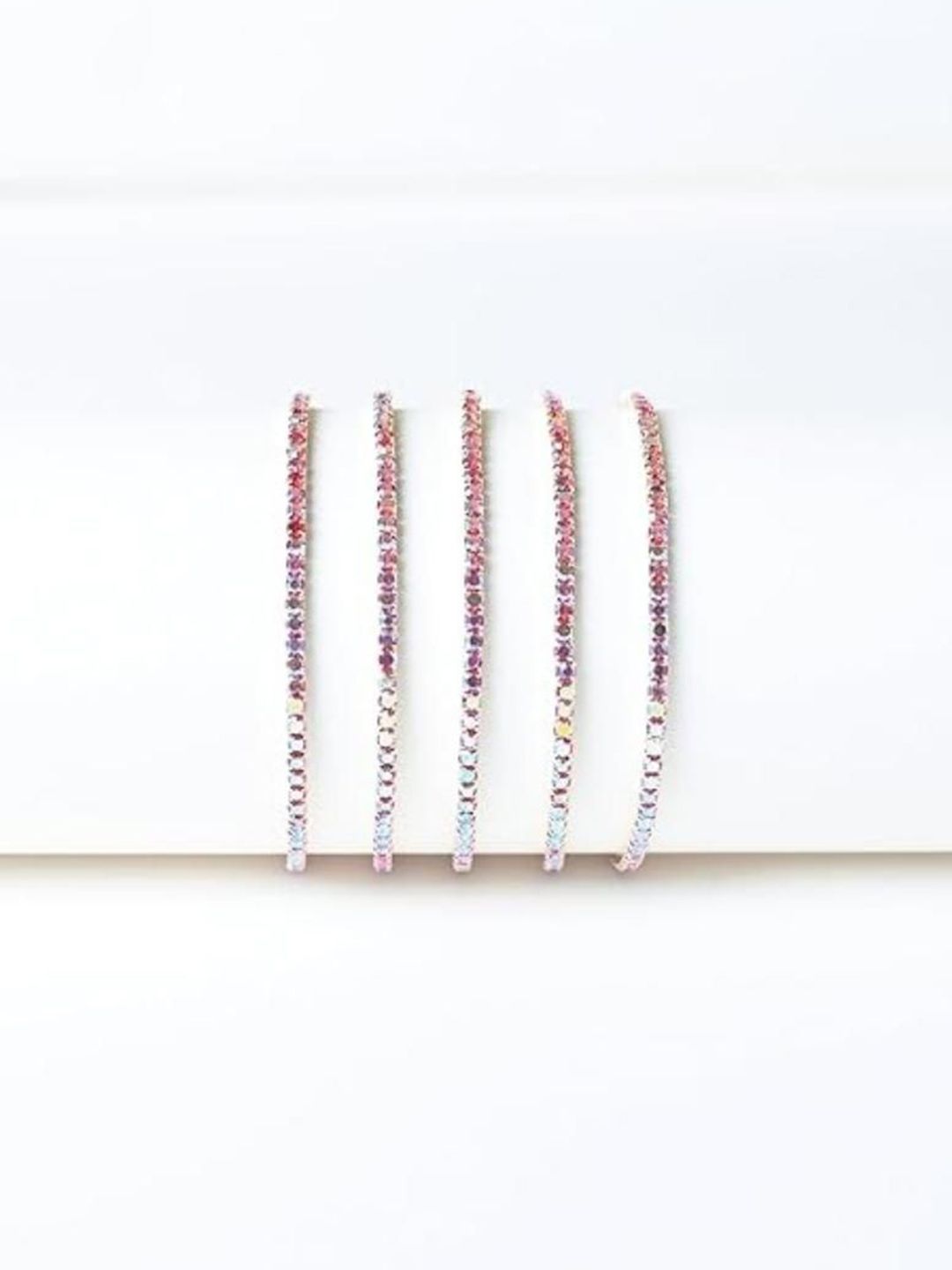 SALTY Women Set Of 5 Artificial Stones Studded Elasticated Bracelets