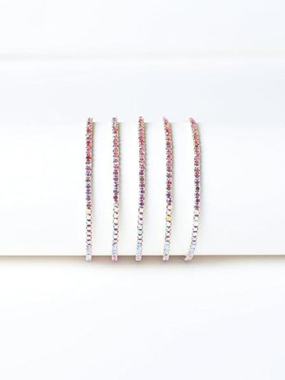 SALTY Women Set Of 5 Artificial Stones Studded Elasticated Bracelets