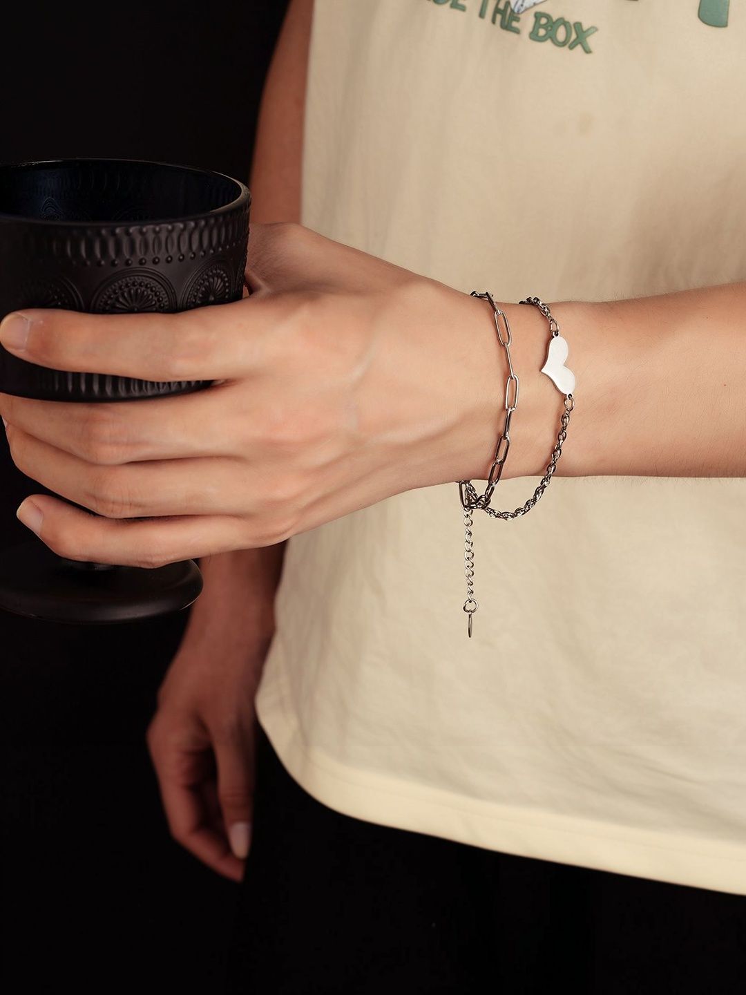 Men Handcrafted Silver-Plated Link Bracelet