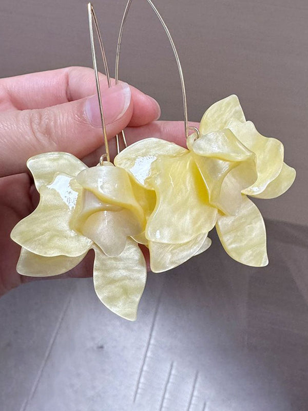 Gold Plated Floral Shaped Drop Earrings