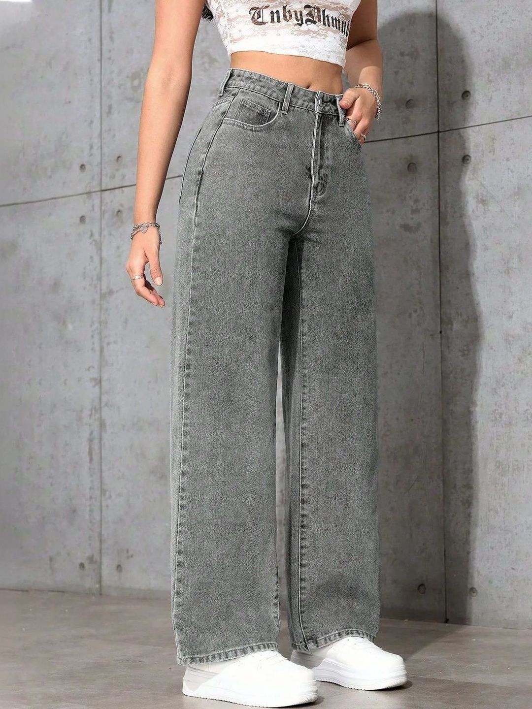 Women Jaguar Wide Leg High-Rise Light Fade Stretchable Jeans