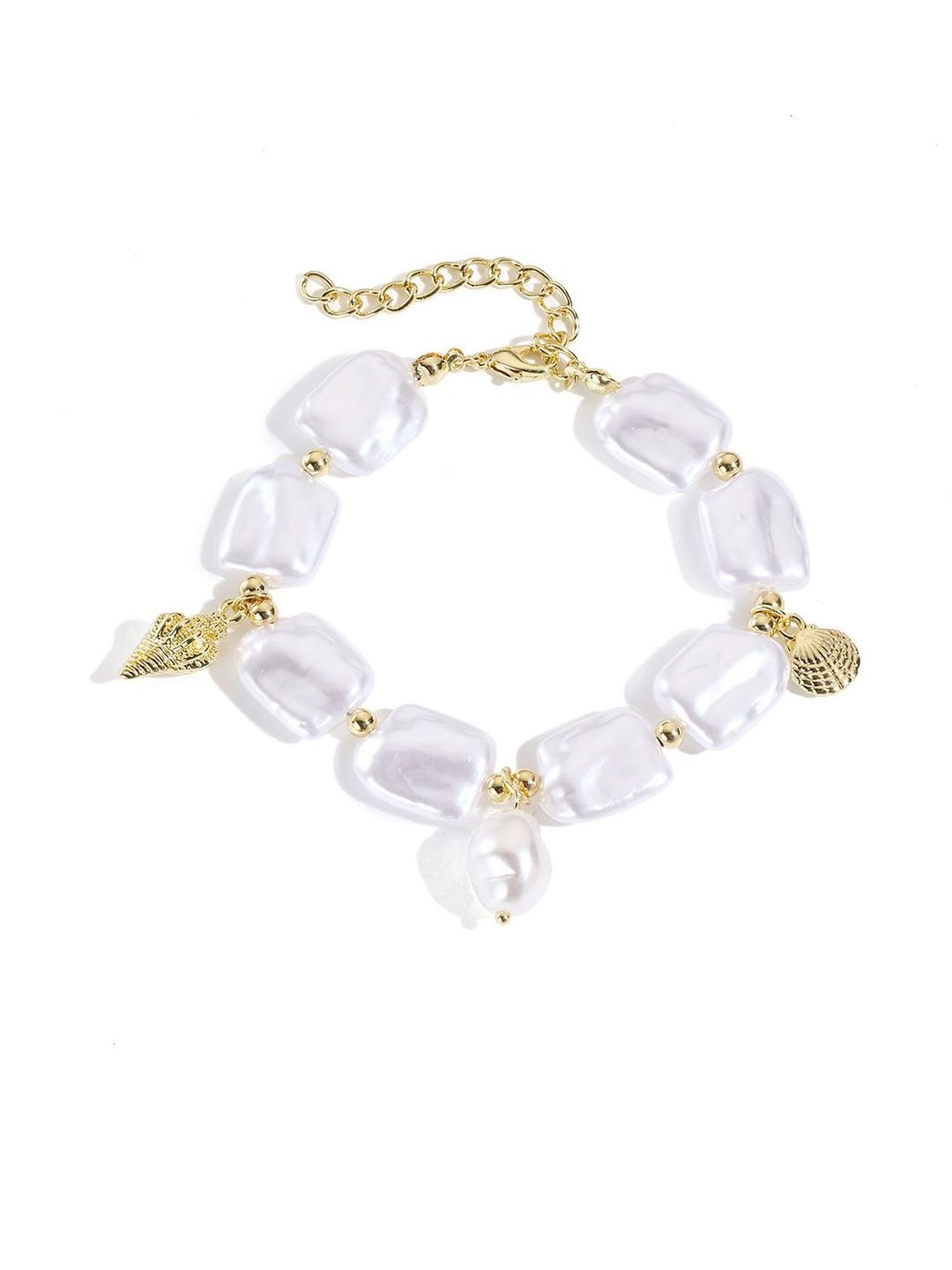 Women Pearls Gold-Plated Charm Bracelet