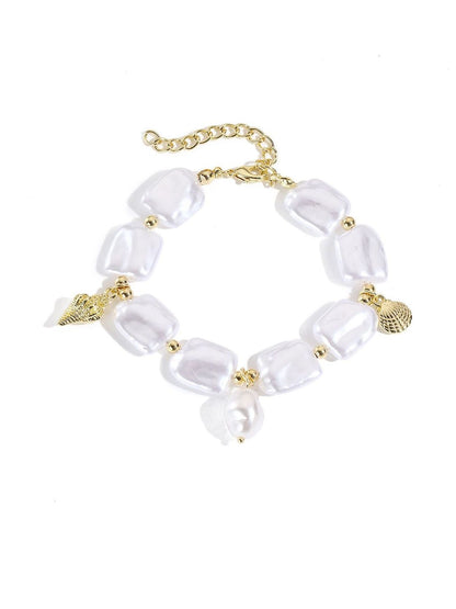 Women Pearls Gold-Plated Charm Bracelet