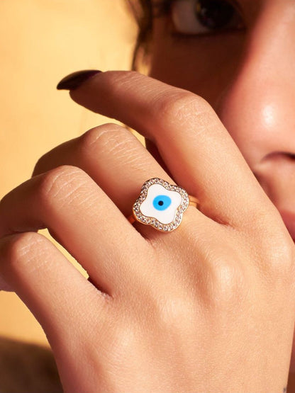 SALTY Pack of 2 Women Greek Evil Eye Ring