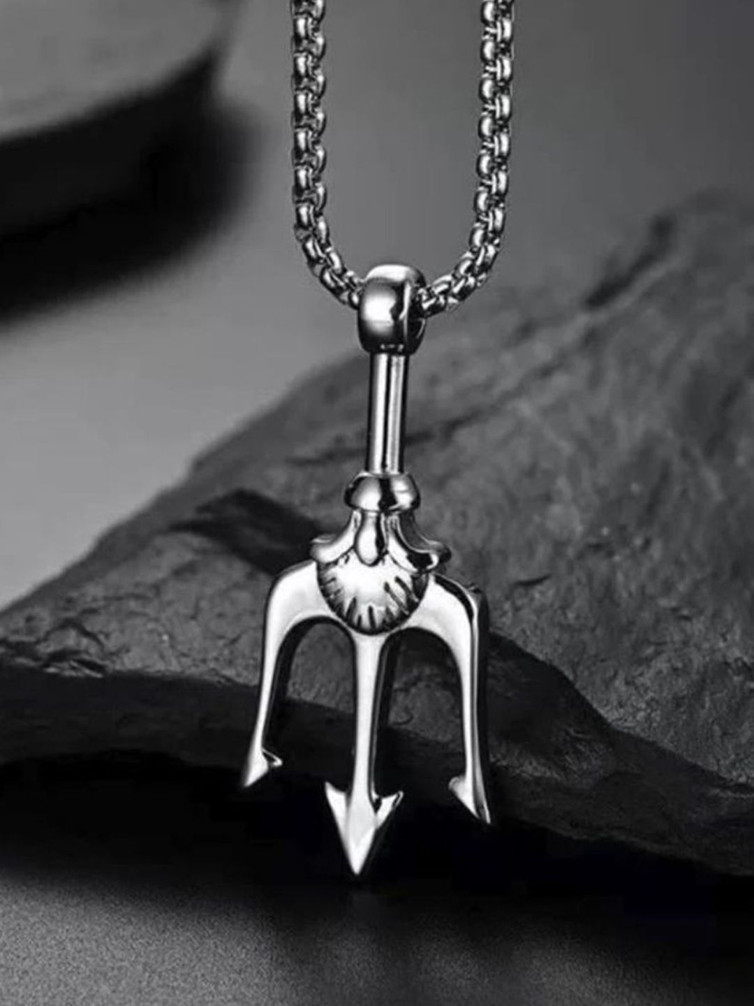 SALTY Pack of 2 Men Shivatrishul Silver Pendant