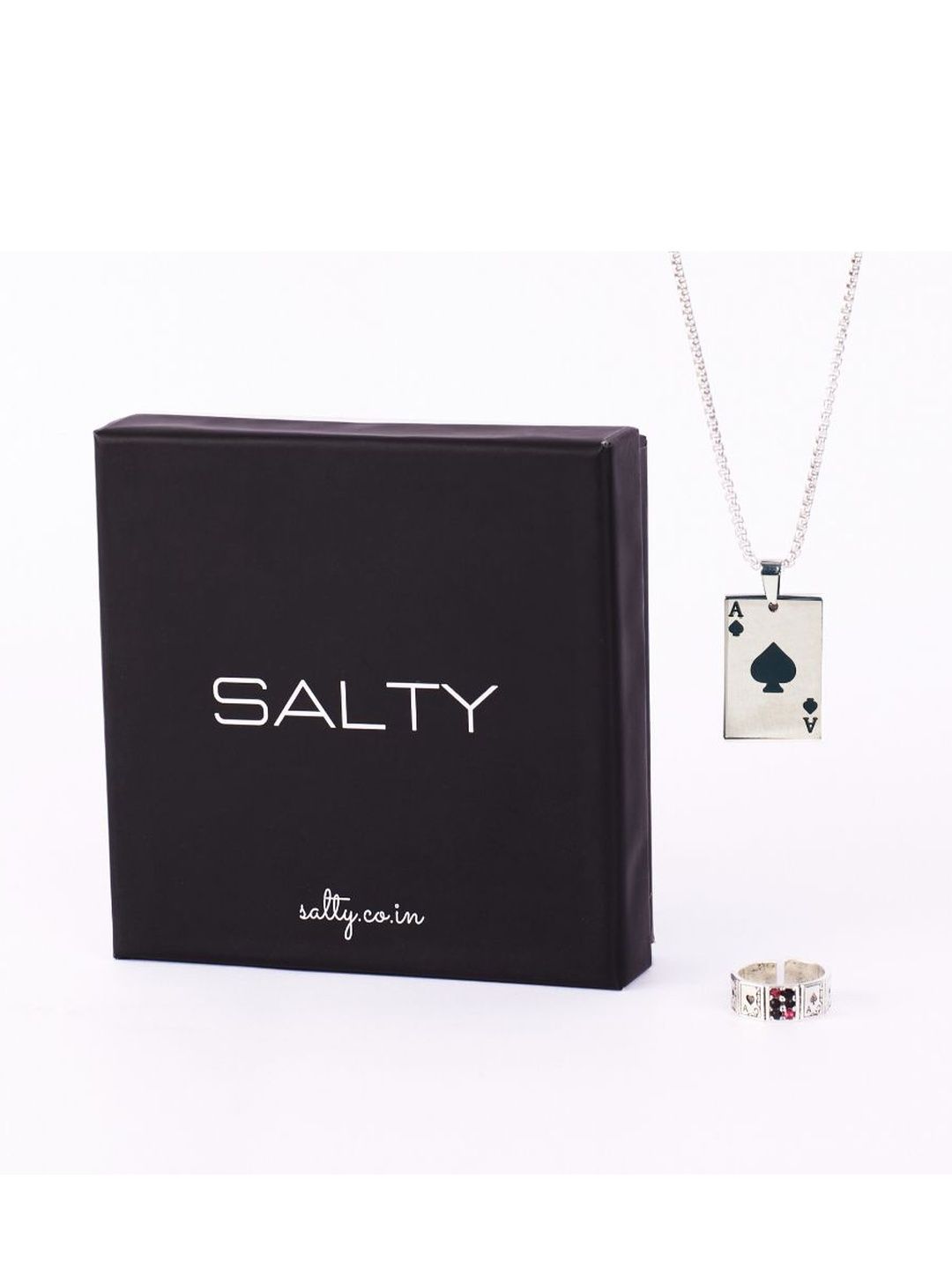 SALTY Maverick Ace Chain & Fortunes Card Ring Combo Jewellery Set