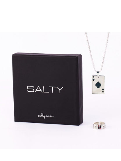 SALTY Maverick Ace Chain & Fortunes Card Ring Combo Jewellery Set