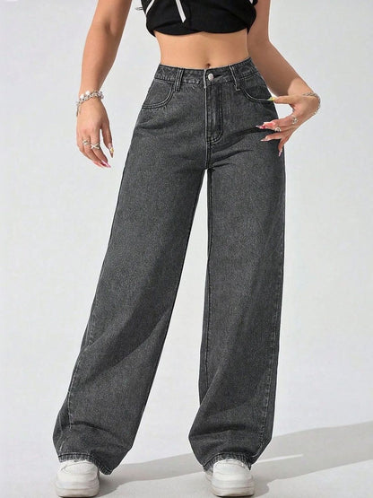 Women Comfort Wide Leg High-Rise Light Fade Stretchable Jeans