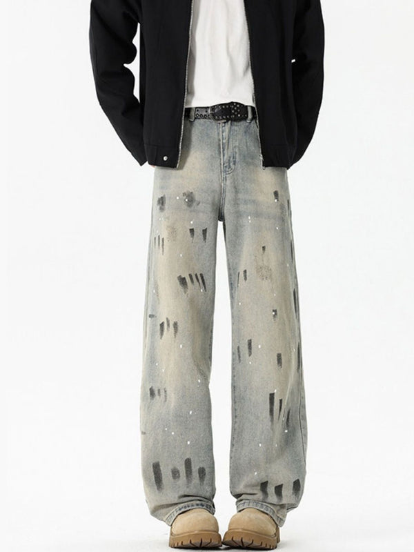 Men Wide Leg Mid-Rise Printed Jeans