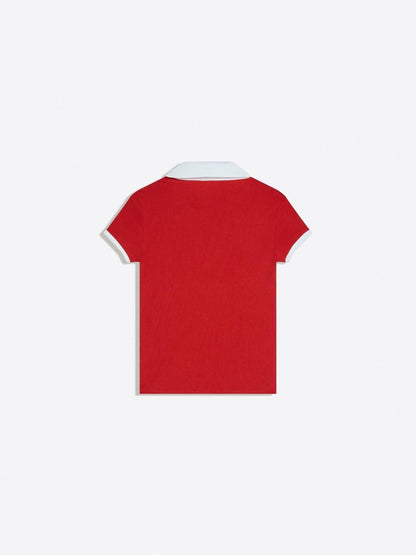 Short sleeve polo collar print T-shirt