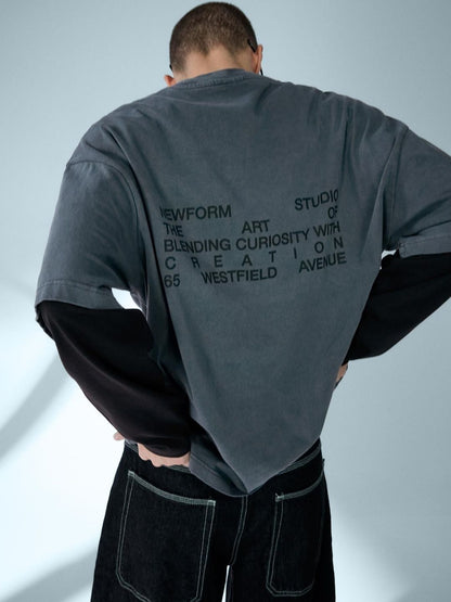 Double sleeve print T-shirt