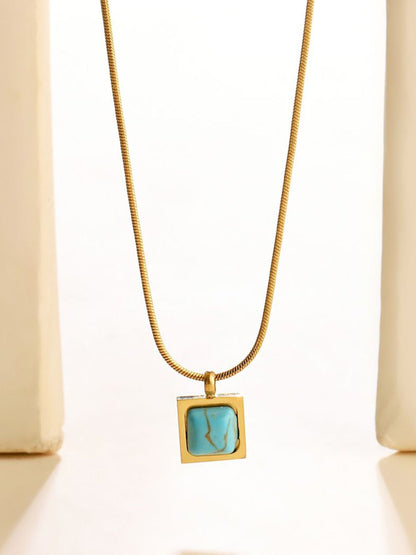 SALTY Stainless Steel Sapphire Square Charm Chain