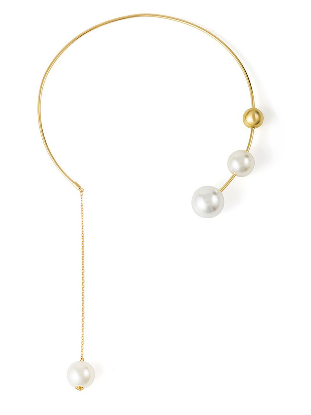 Gold-Plated Beaded Statement Open Necklace